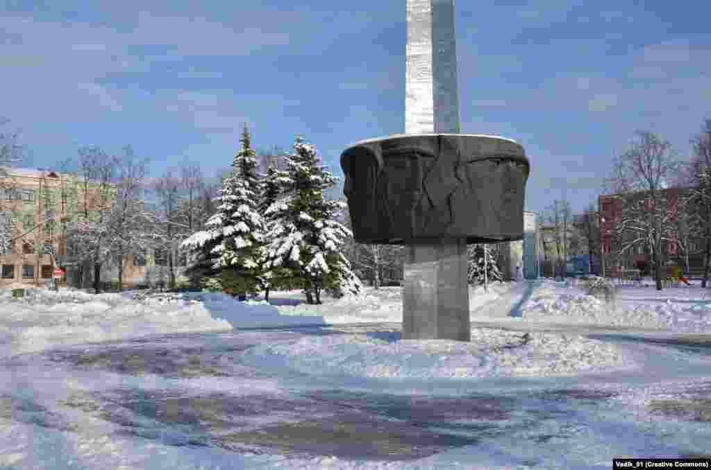 A Soviet war memorial in Daugavpils, Latvia, photographed in 2013. Dozens of people in the mostly ethnic Russian city were detained by police amid unrest as demolition of the monument began in October 2022. 