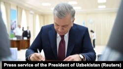 Прэзыдэнт Узбэкістану Шаўкат Мірзіёеў на прэзыдэнцкіх выбарах 9 ліпеня 2023 году