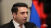 Armenia - Parliament speaker Alen Simonian talks to journalists, Yerevan,28Nov,2023