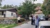 Police cordon off the crime scene after the August 12 shooting rampage in Cetinje, southwestern Montenegro. 