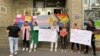 Human rights and LGBT organizations protest in Belgrade on on September 13 against the ban on the EuroPride march. 