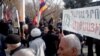 Armenians protest in front of the president's residence against Armenia joining the Russia-led Customs Union.