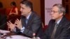 Armenia - Prime Minister Tigran Sarkisian (L) and U.S. Ambassador John Heffern attend a conference in Yerevan, 14Jun2013.