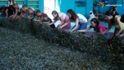 Мами з дітьми разом сплели маскувальну сітку для бійців в АТО