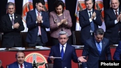 Armenia - President Serzh Sarkisian (C) is formally nominated for reelection during a congress of his Republican Party of Armenia in Yerevan, 15Dec2012.