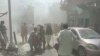 A screen grab of the aftermath of a deadly blast in Parachinar, Pakistan, that killed at least five people on March 31. 