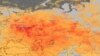 Hartă NASA indicînd concentrarea de monoxid de carbon deasupra vestului Rusiei