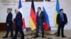 Справа наліво прем’єр-міністри країн-учасниць мінських перемовин: Павло Клімкін (Україна), Сергій Лавров (Росія), Франк-Вальтер Штайнмаєр (Німеччина) та Жан-Марк Еро (Франція). Мінськ, листопад 2016 року