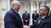 Belarusian President Alyaksandr Lukashenka (left) meeting with Rene Fasel, the head of the International Ice Hockey Federation, in Minsk on January 11
