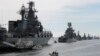 Nave militare rusești la Sevastopol, în Crimeea anexată de Rusia