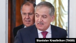 Tajik Foreign Minister Sirojiddin Aslov, now Muhriddin, meets with his Russian counterpart, Sergei Lavrov, in Moscow last month.