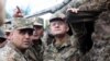 Министр обороны Армении Сейран Оганян на одной из приграничных позиций (архив)