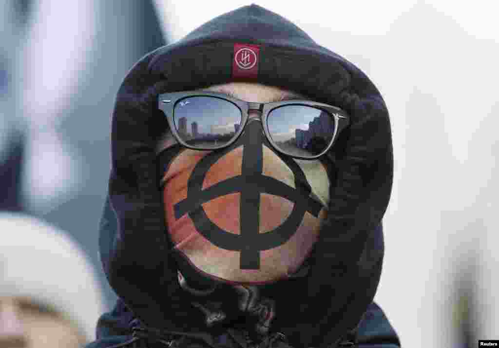 A Russian nationalist attends the Russian March in Moscow.