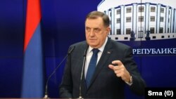 Босна и Херцеговина -- Милорад Додик, претседател на Република Српска, за време на прес-конференција, Бања Лука, 25 јануари 2025 година